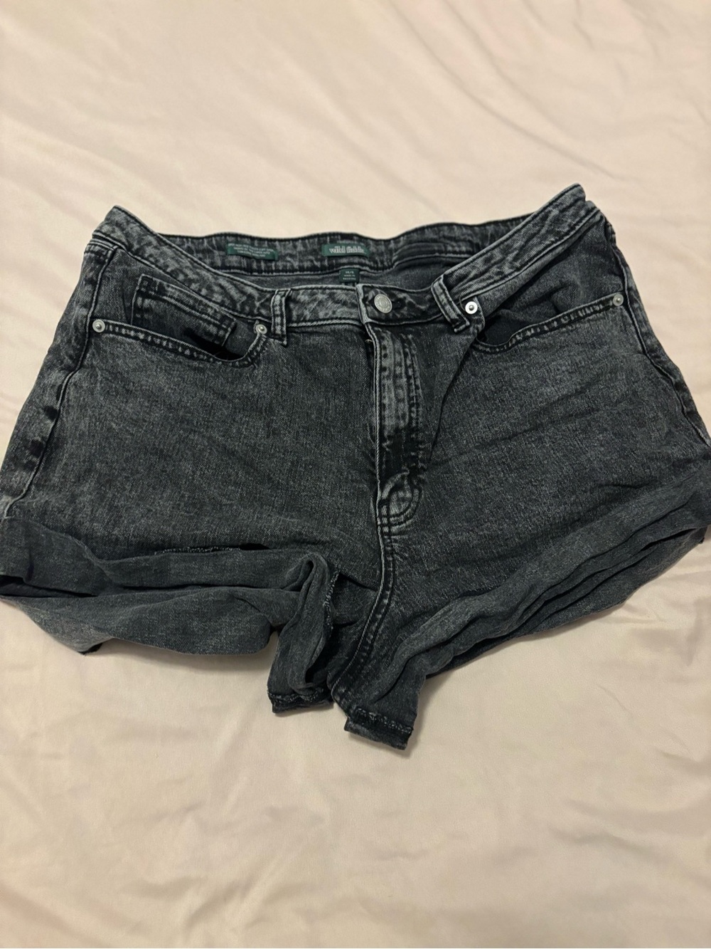 wild fable Black High-Rise Rolled Hem Denim Shorts size 14